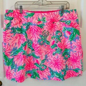 Lilly Pulitzer Monica Skort - Bright Pink Floral w/ Green Accents